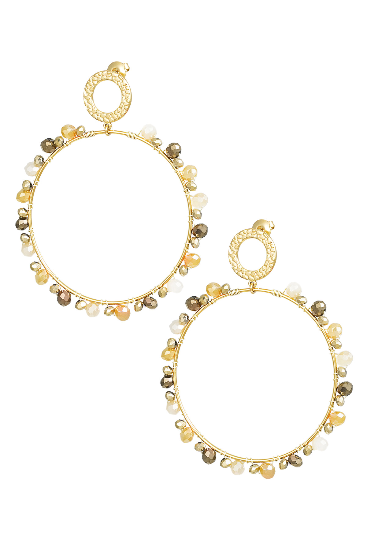 Earrings with beads - gold/beige 