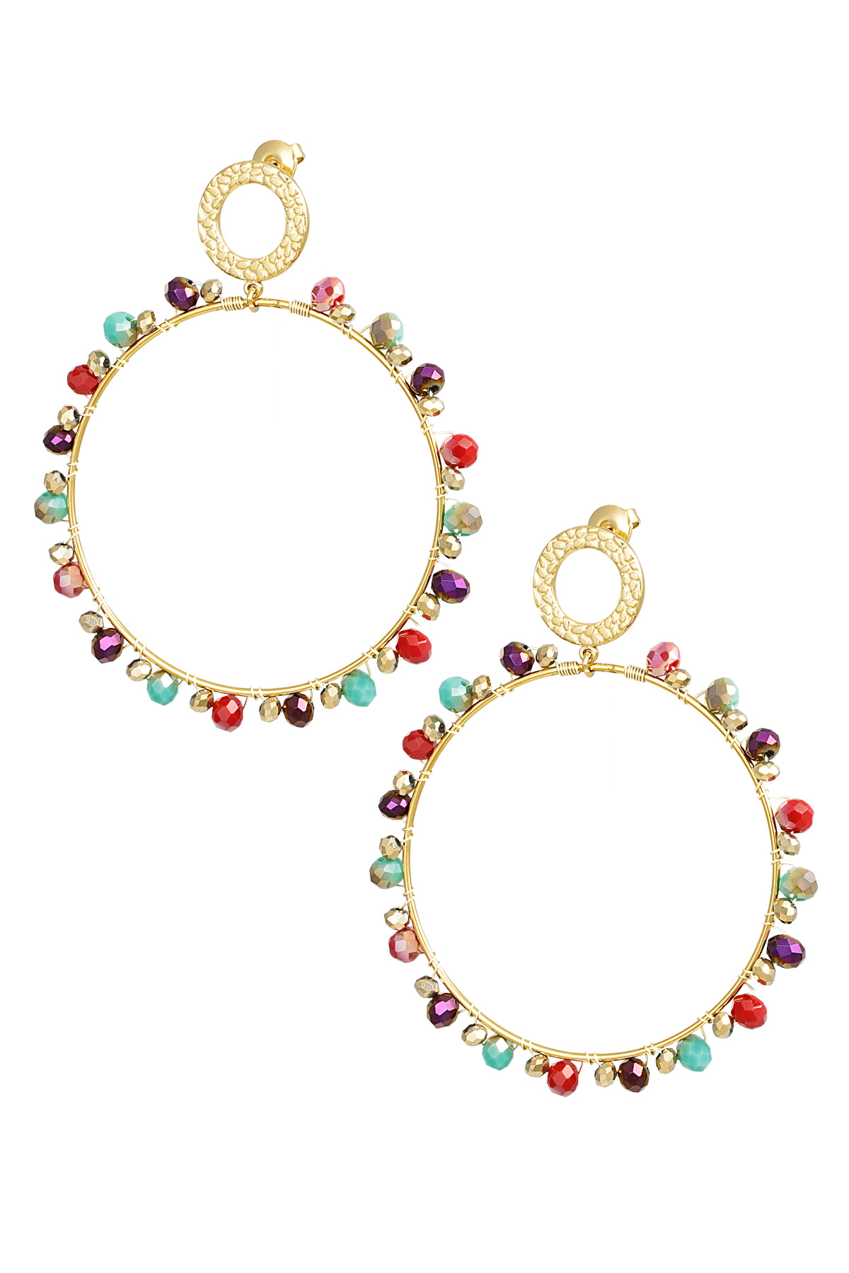 Earrings with beads - gold/multi