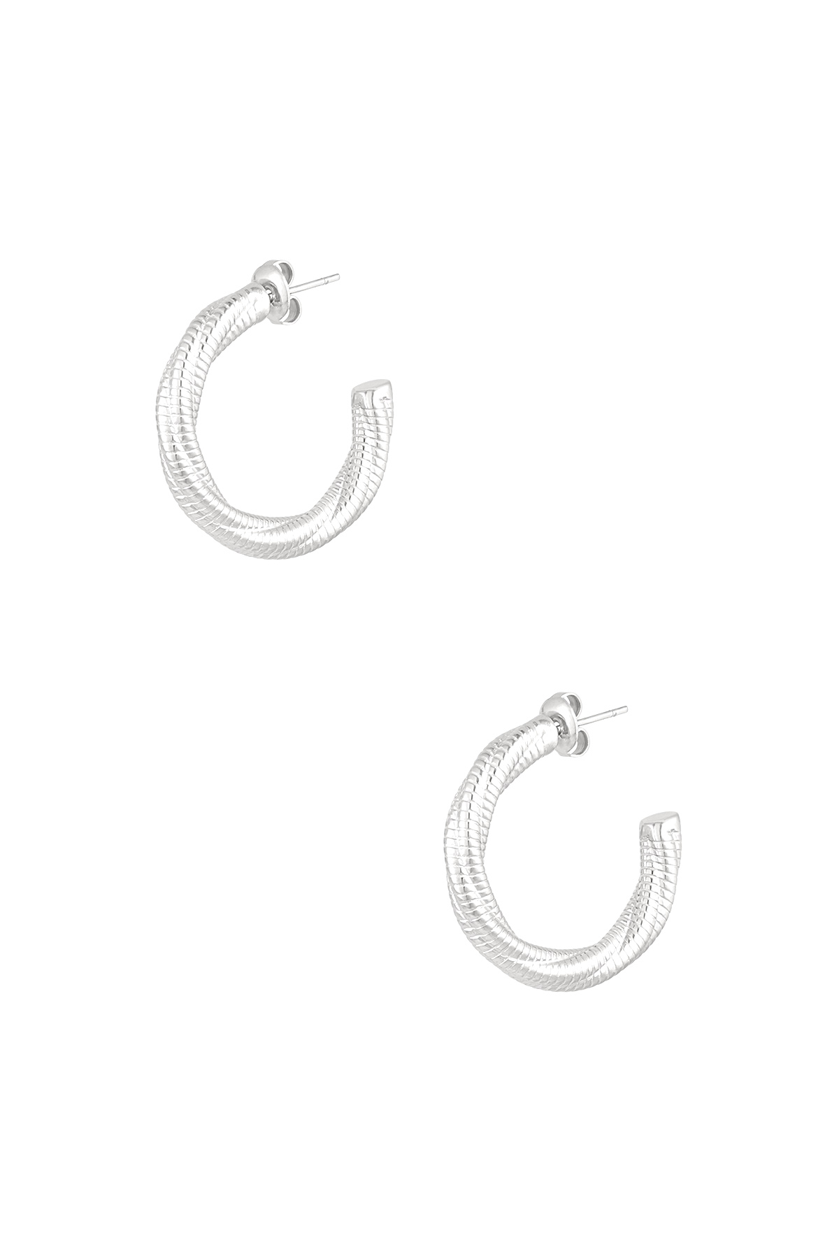 Earrings twisted relief small - silver h5 