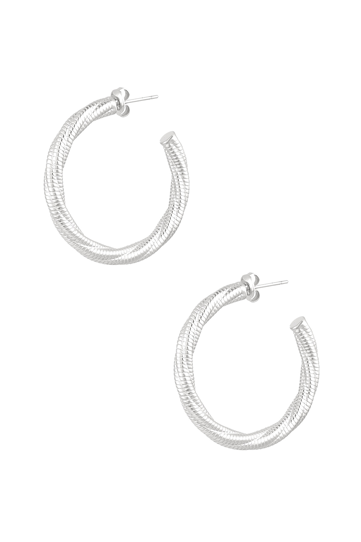 Earrings twisted relief - silver h5 