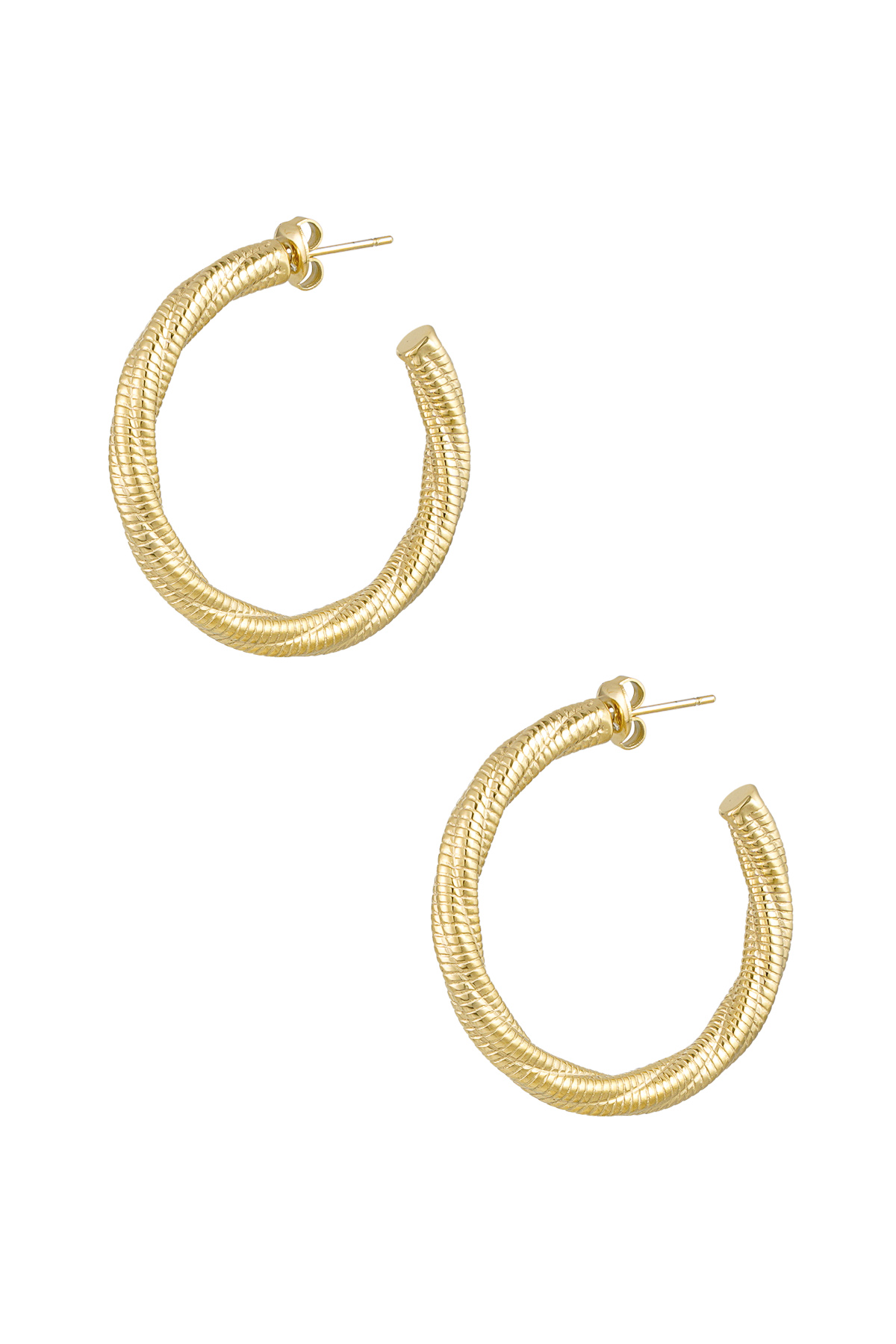 Earrings twisted relief - Gold color