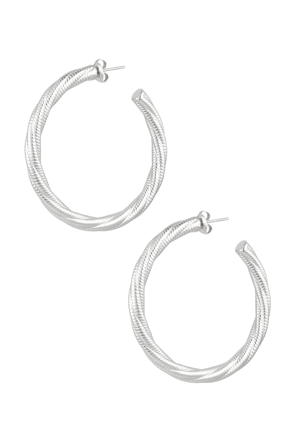 Earrings twisted relief large - silver h5 