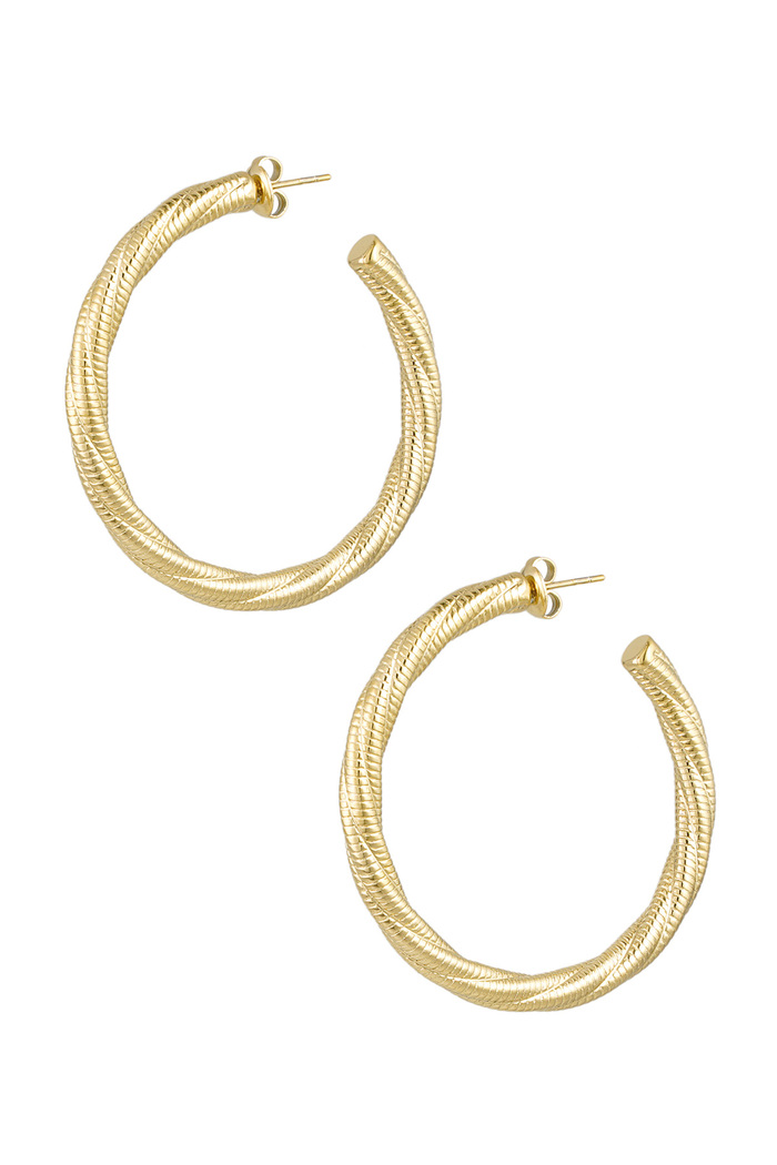 Earrings twisted relief large - gold 