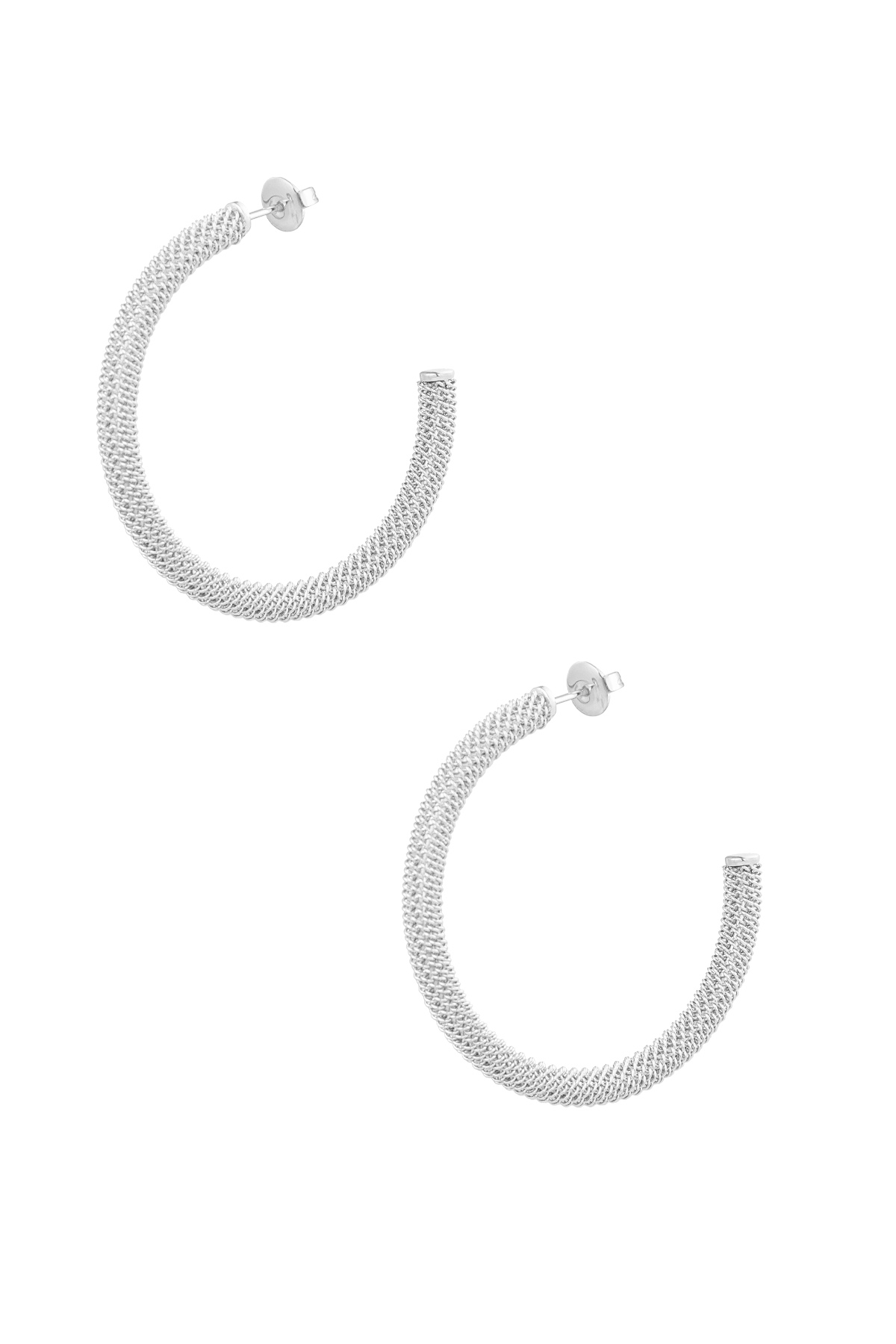 Round earrings with print - silver h5 