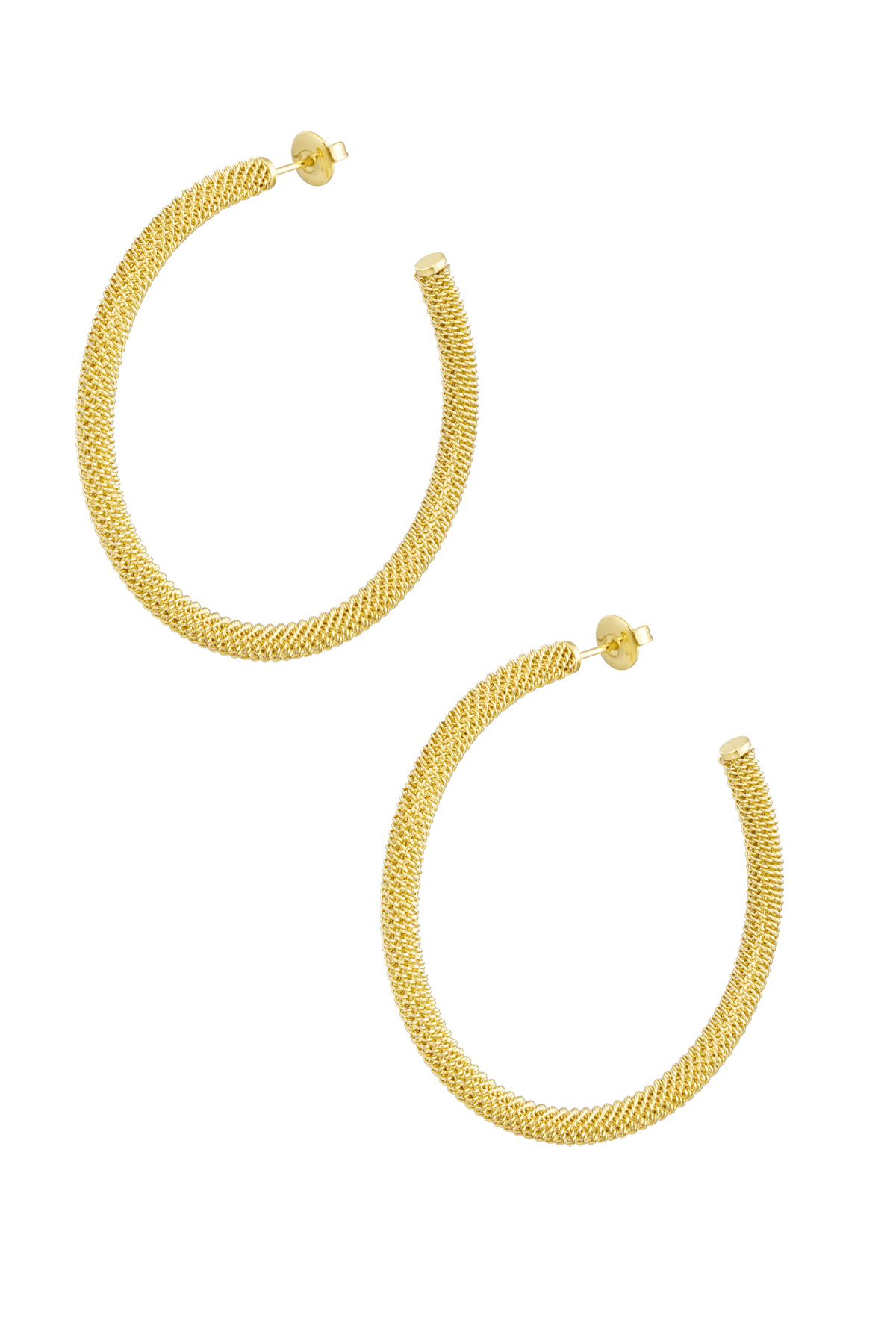 Round earrings with print - gold h5 