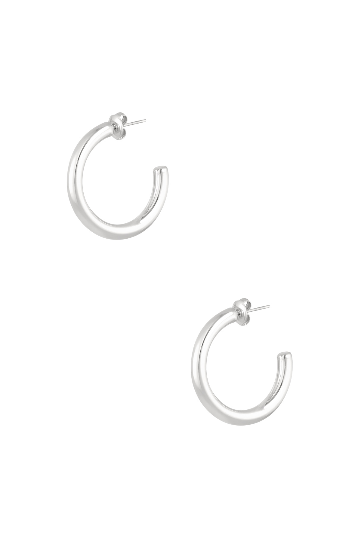 Earrings thick basic small - Silver Color color