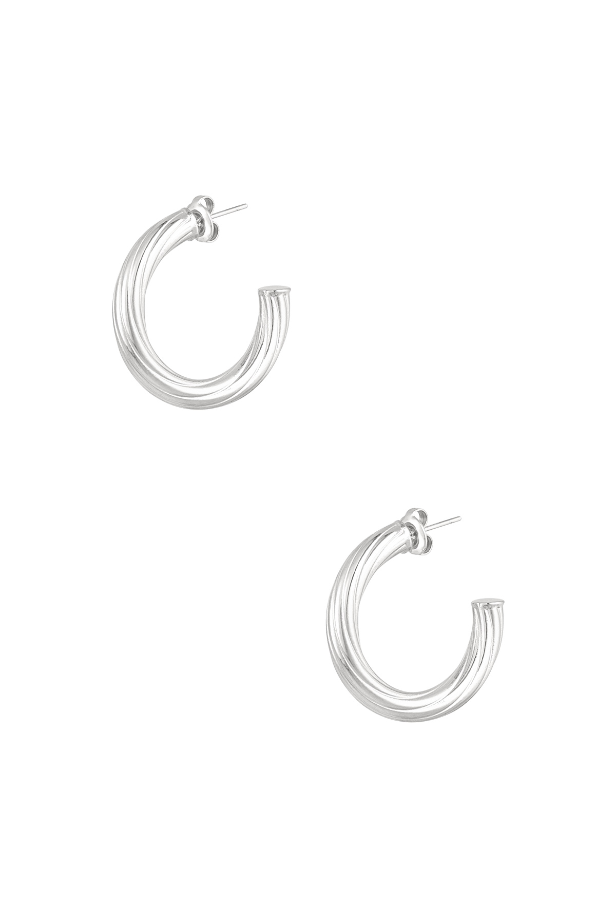 Earrings around small stripes - silver h5 