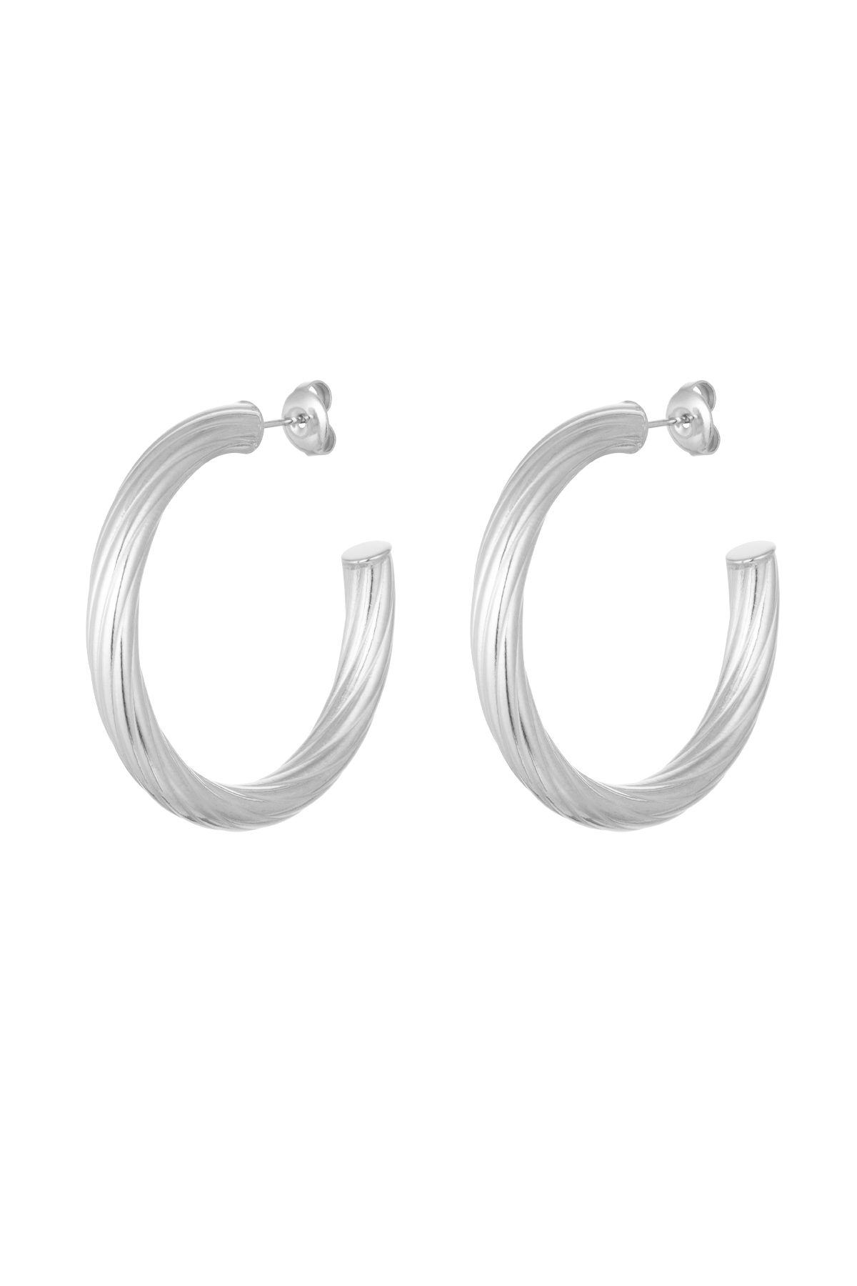 Earrings around stripes - silver h5 