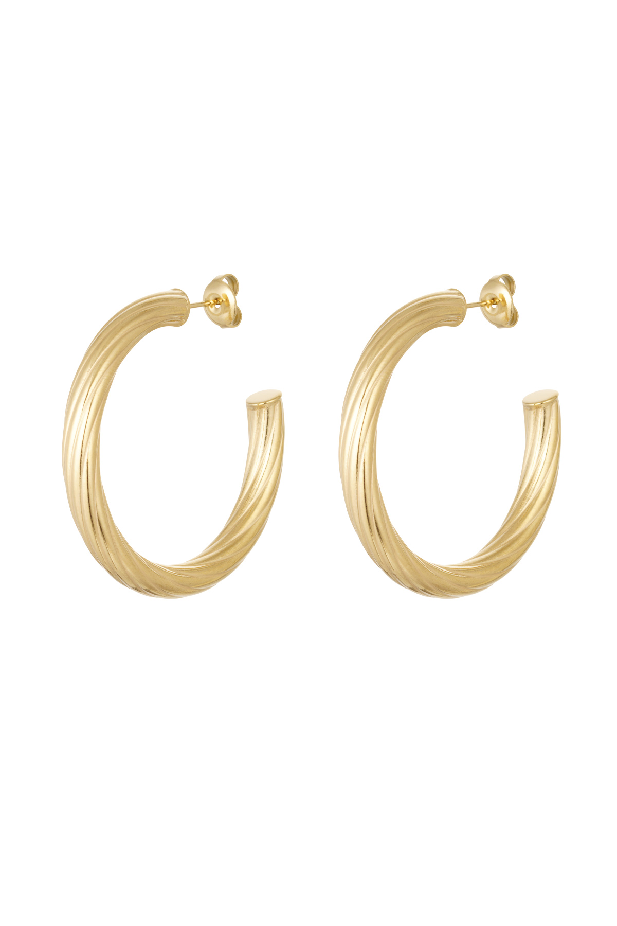 Earrings around stripes - gold h5 