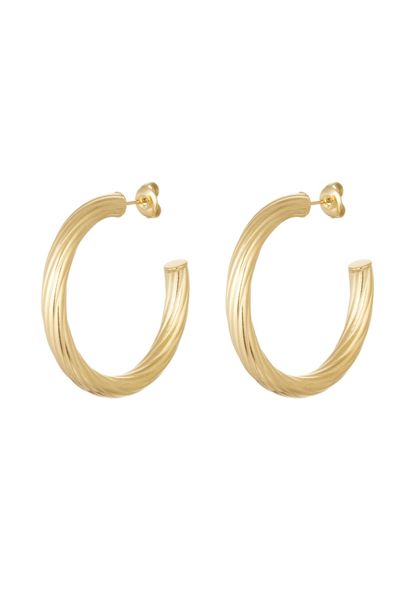 Earrings around stripes - gold