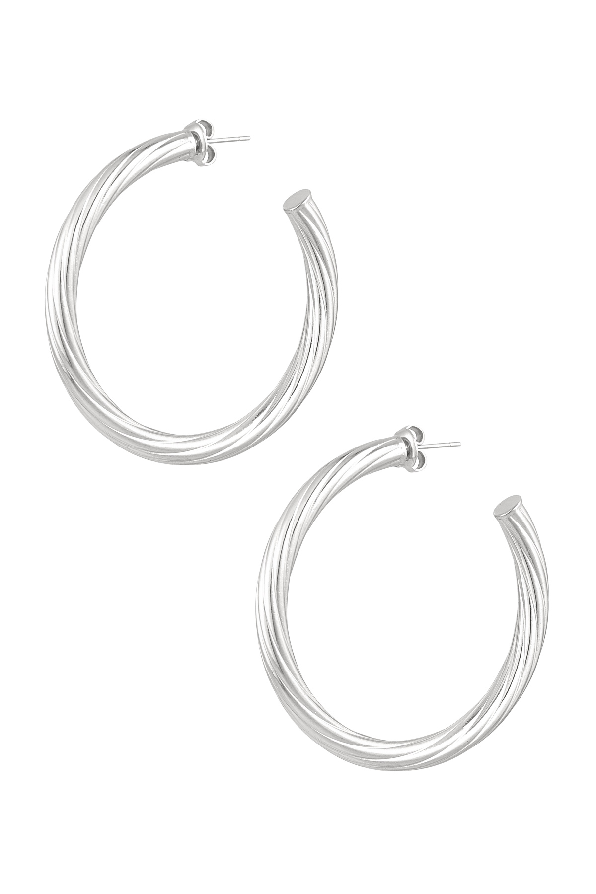 Boucles d'oreilles rayures torsadées - argent h5 