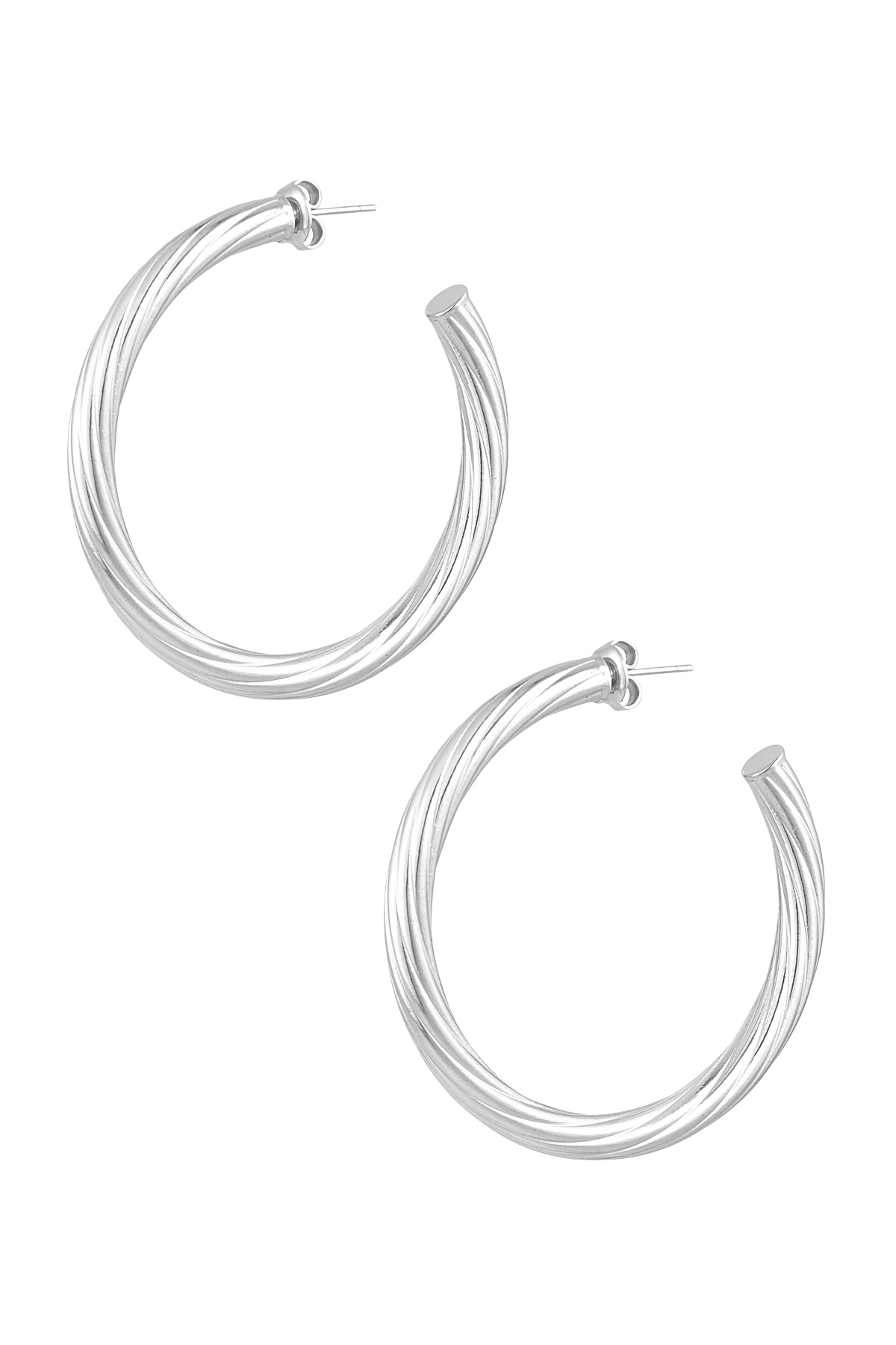 Twisted stripe earrings - silver