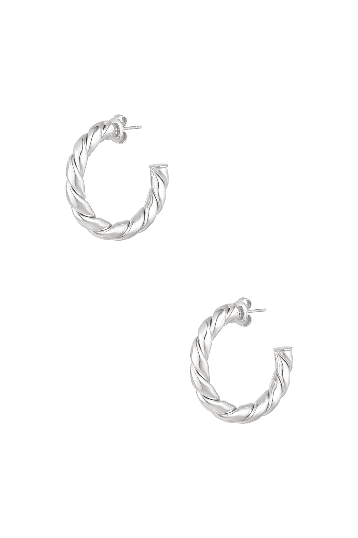 Earrings twisted basic small - silver h5 