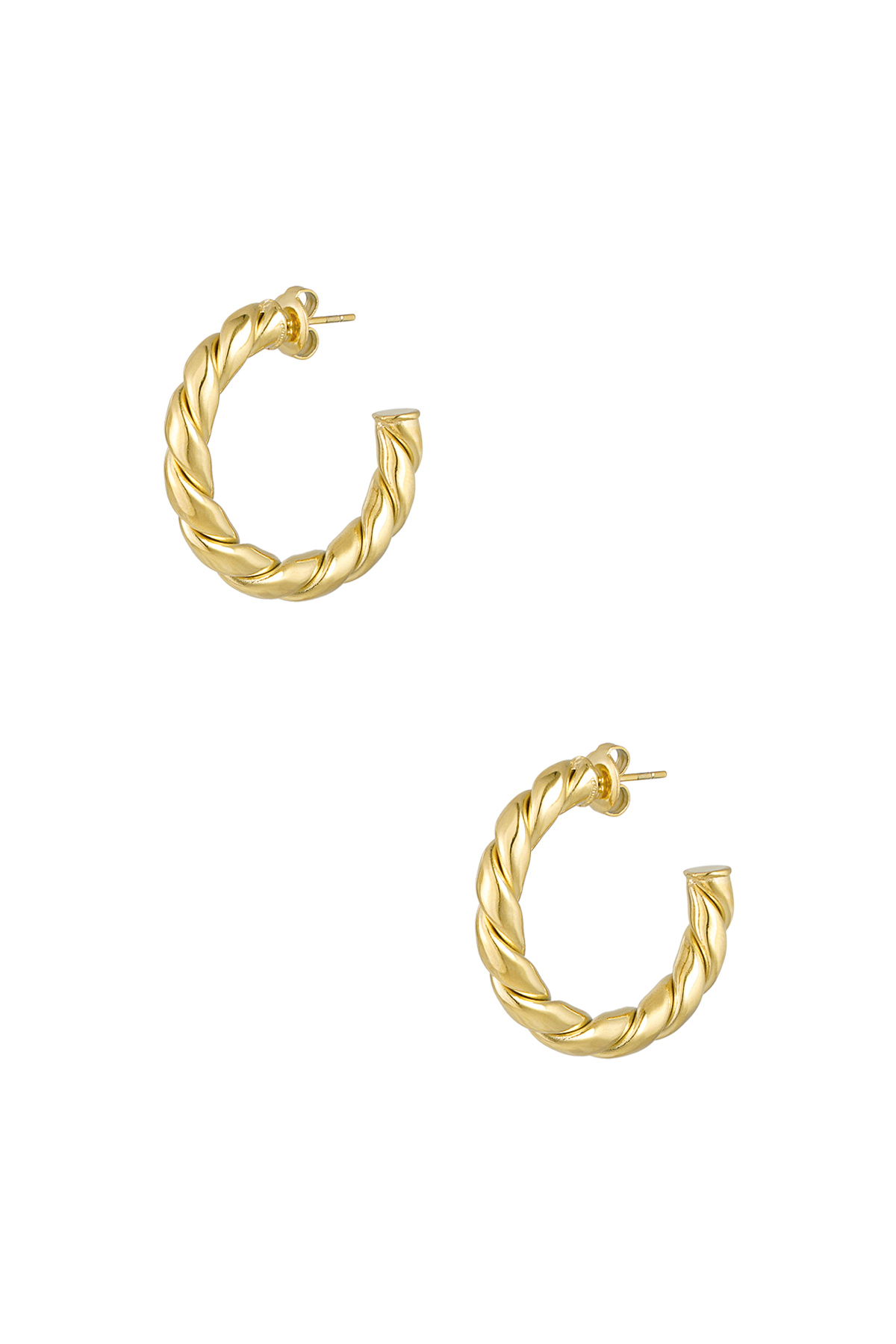 Earrings twisted basic small - Gold color