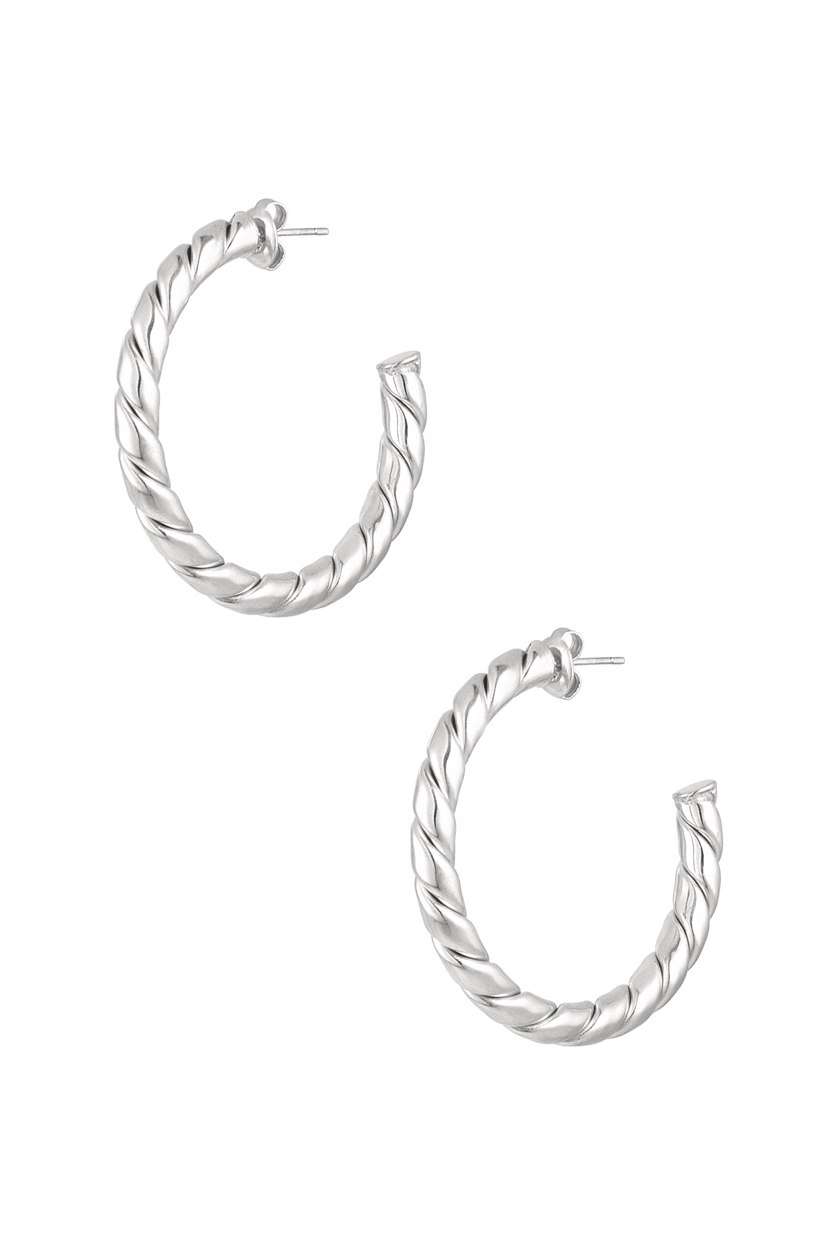 Earrings twisted basic - silver 