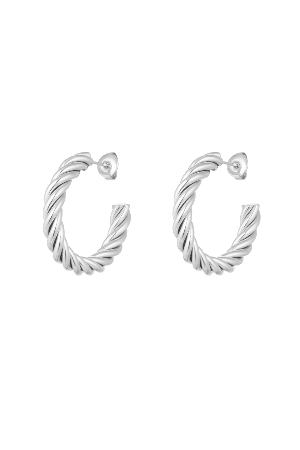 Earrings twisted medium - Silver Color color