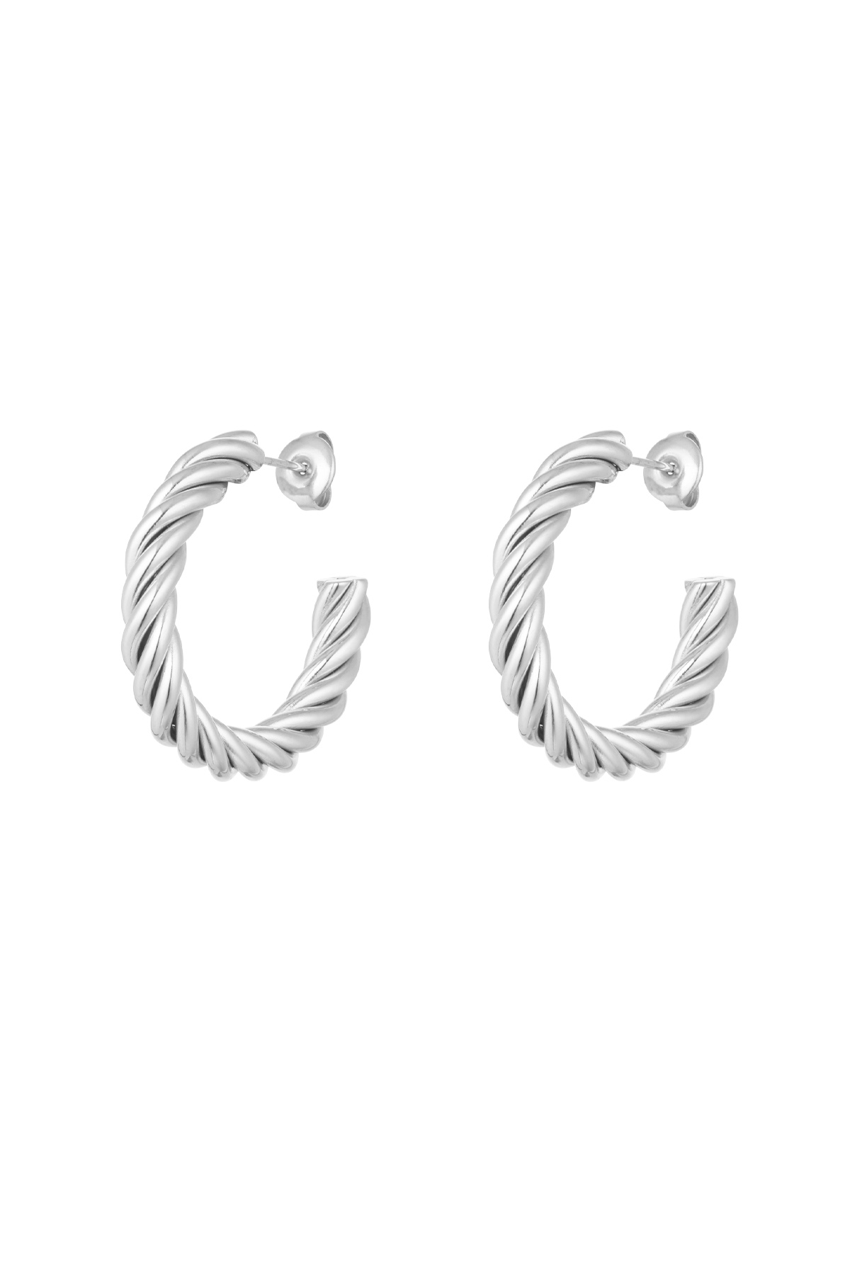 Earrings twisted medium - silver 