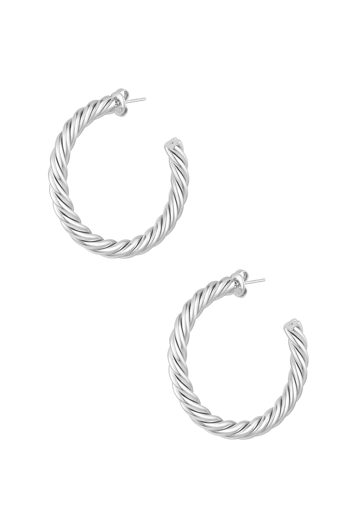 Earrings twisted thick medium - silver h5 