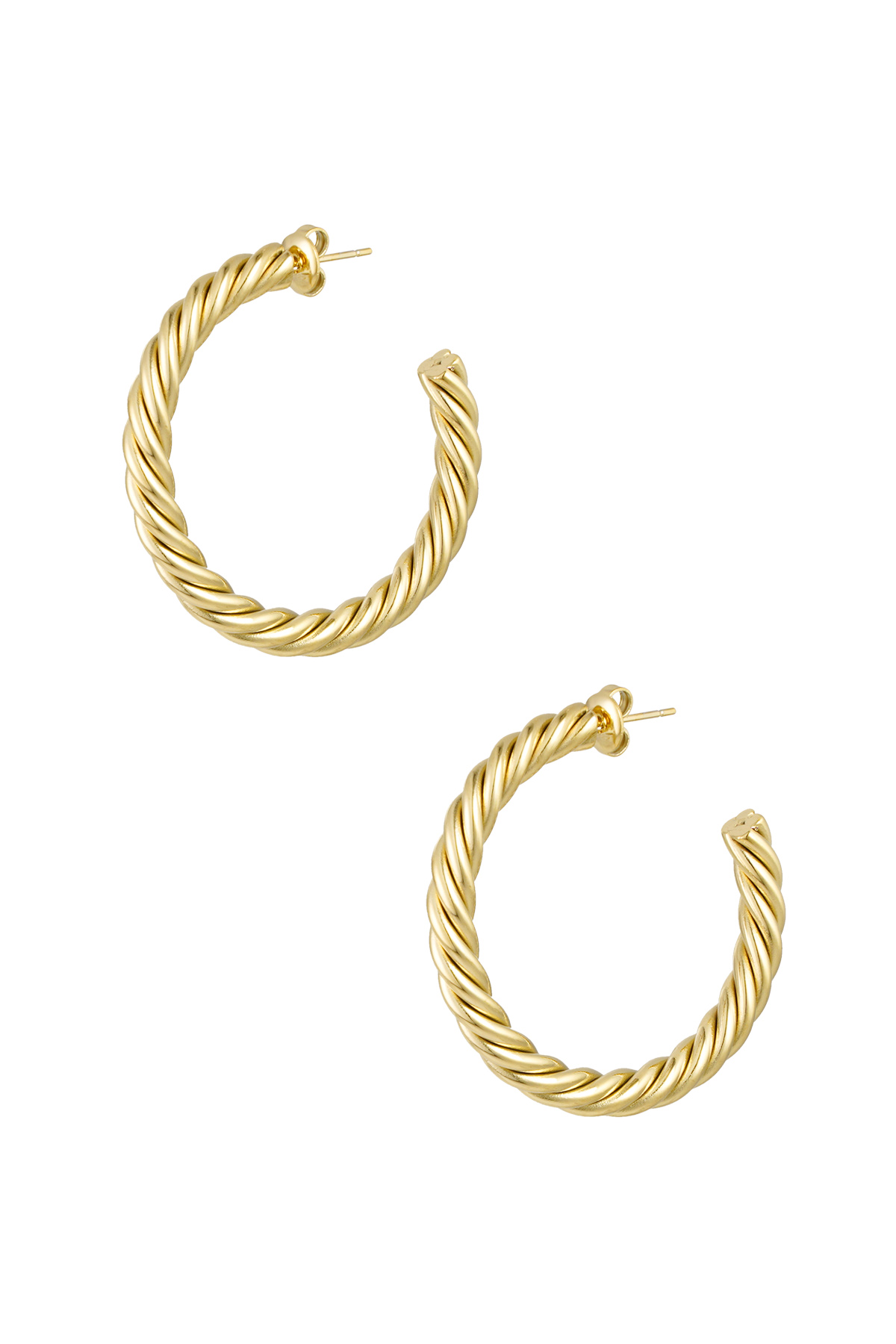 Earrings twisted thick medium - gold h5 