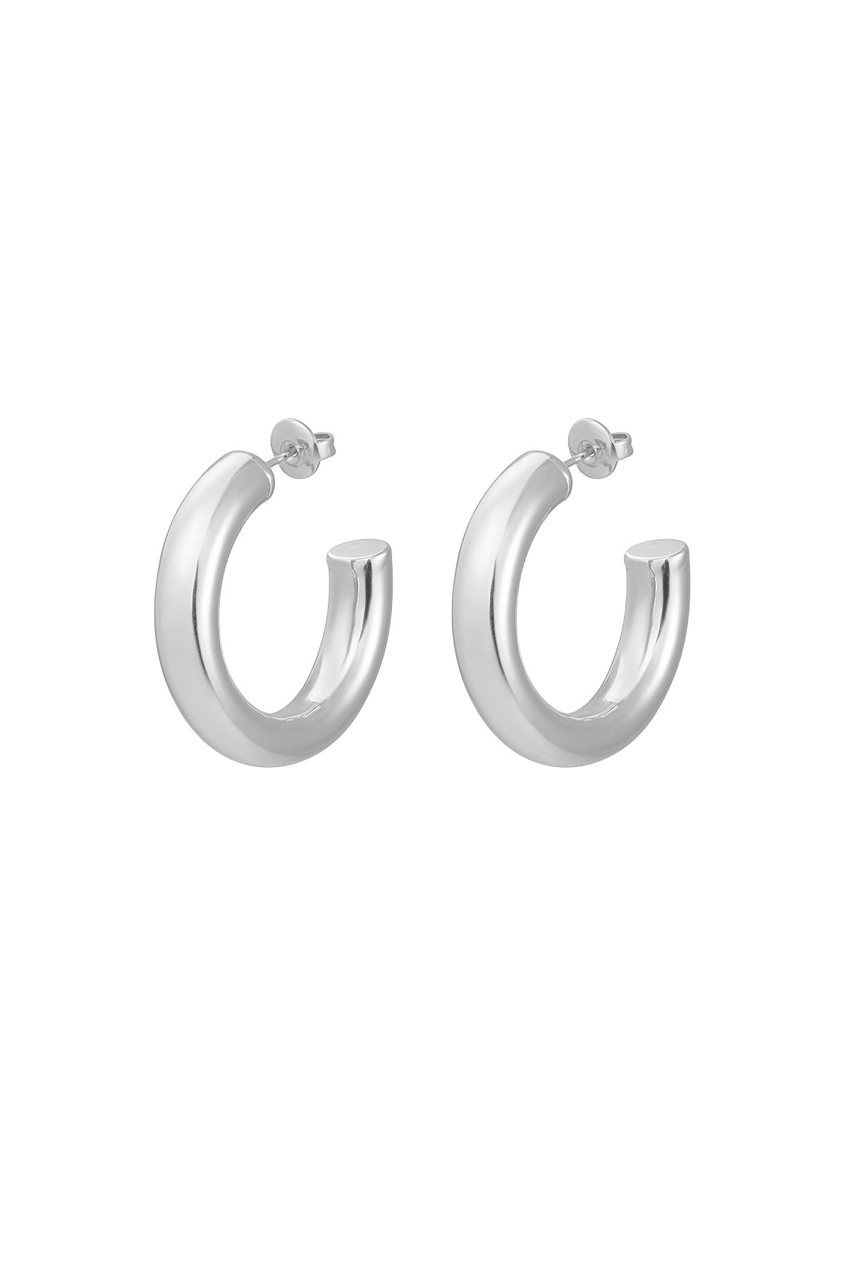 Earrings basic thick small - silver