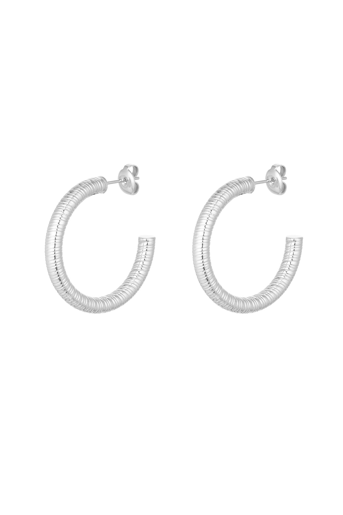 Earrings striped print - silver h5 