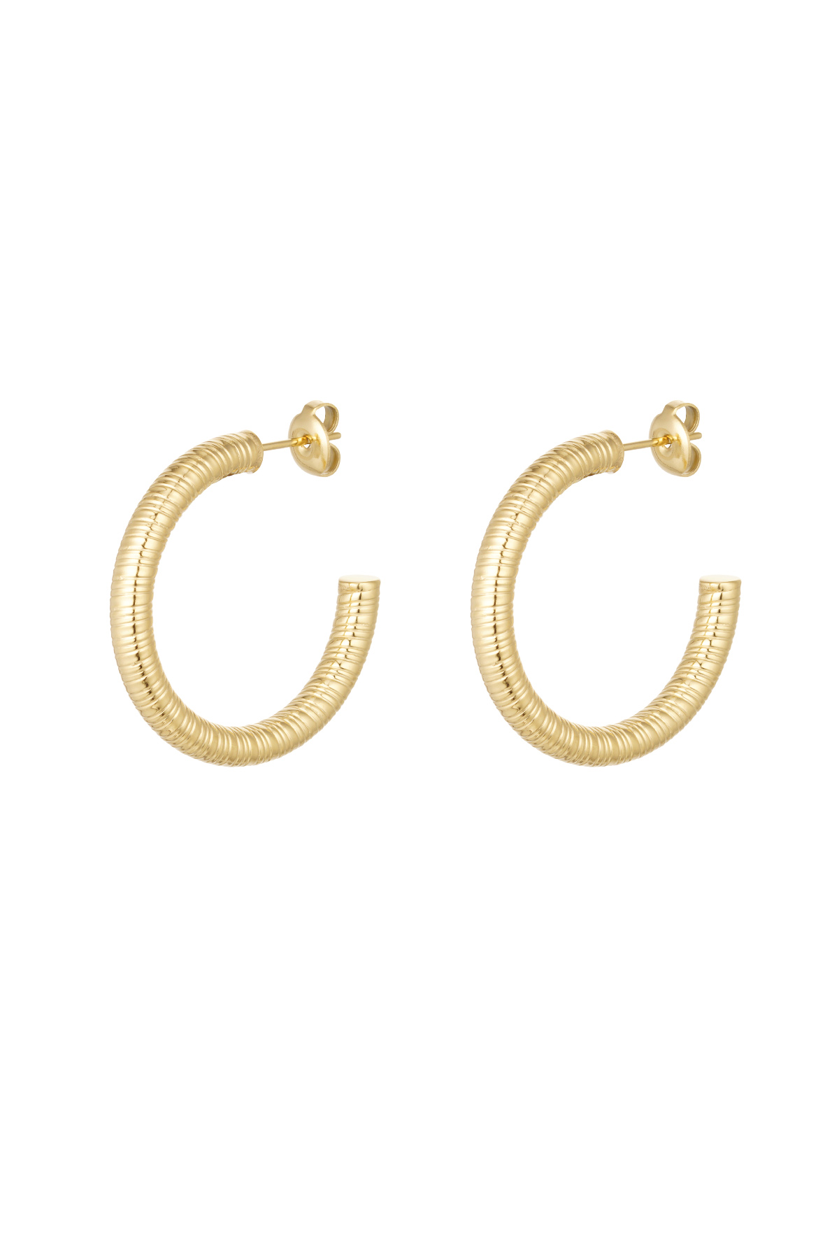 Earrings striped print - gold
