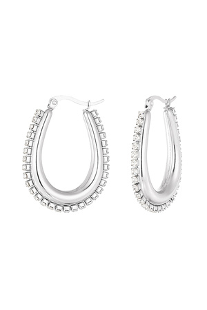 Drop shaped earrings with stones - silver h5 