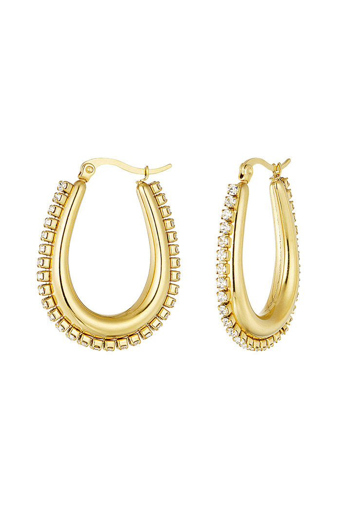 Drop shaped earrings with stones - gold 