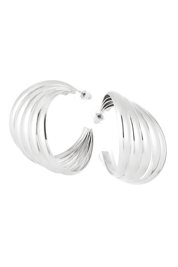 Earrings abstract layers - silver 