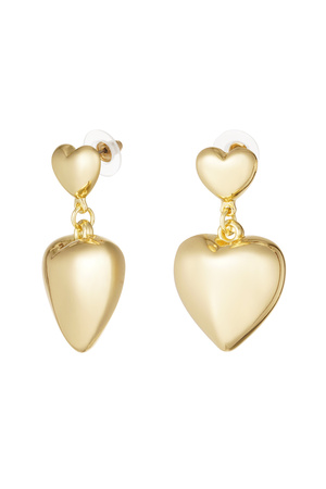 Double heart earrings - gold h5 