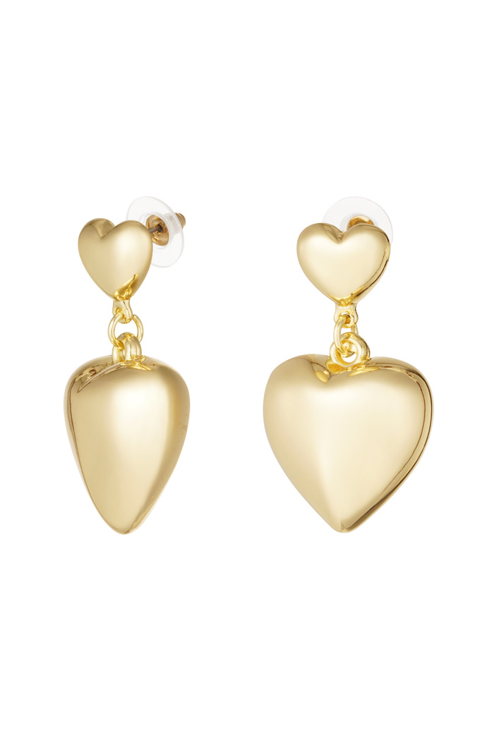 Double heart earrings - gold 