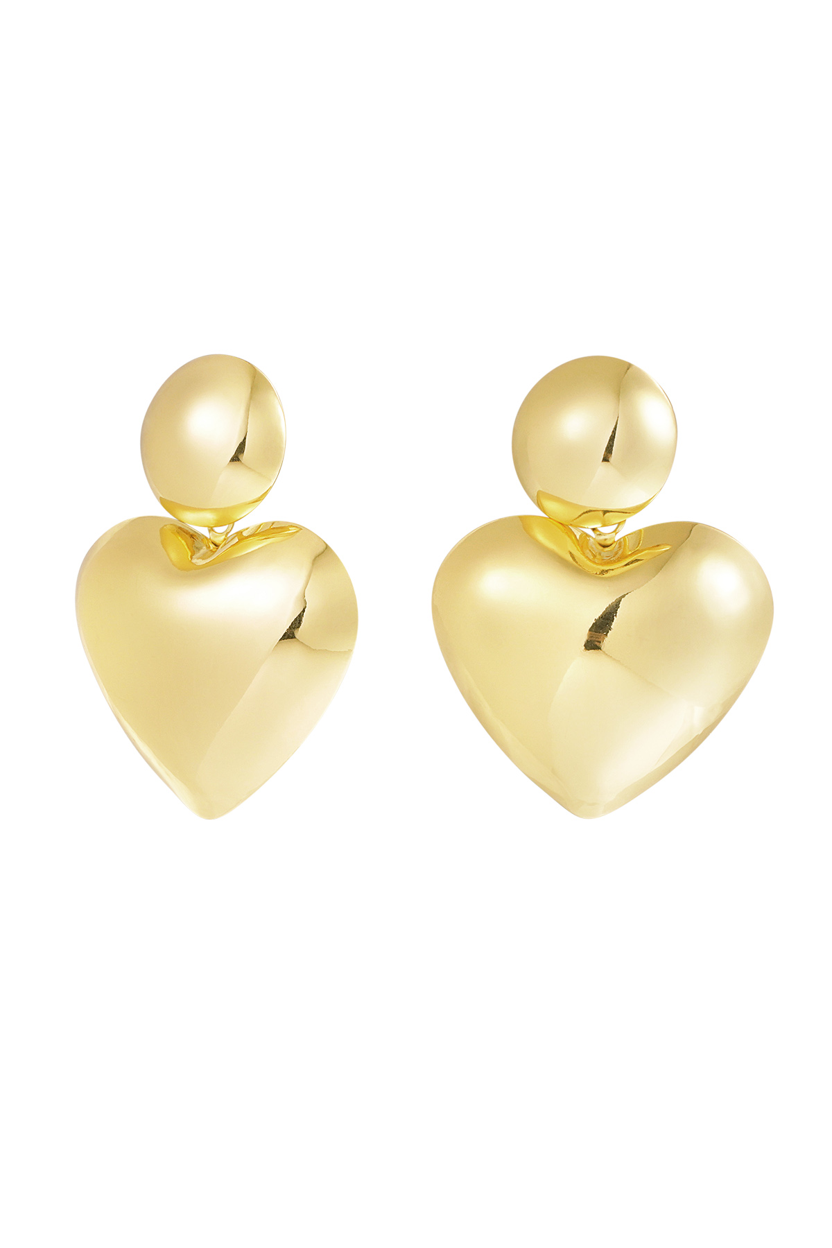 Earrings heart with dot - gold