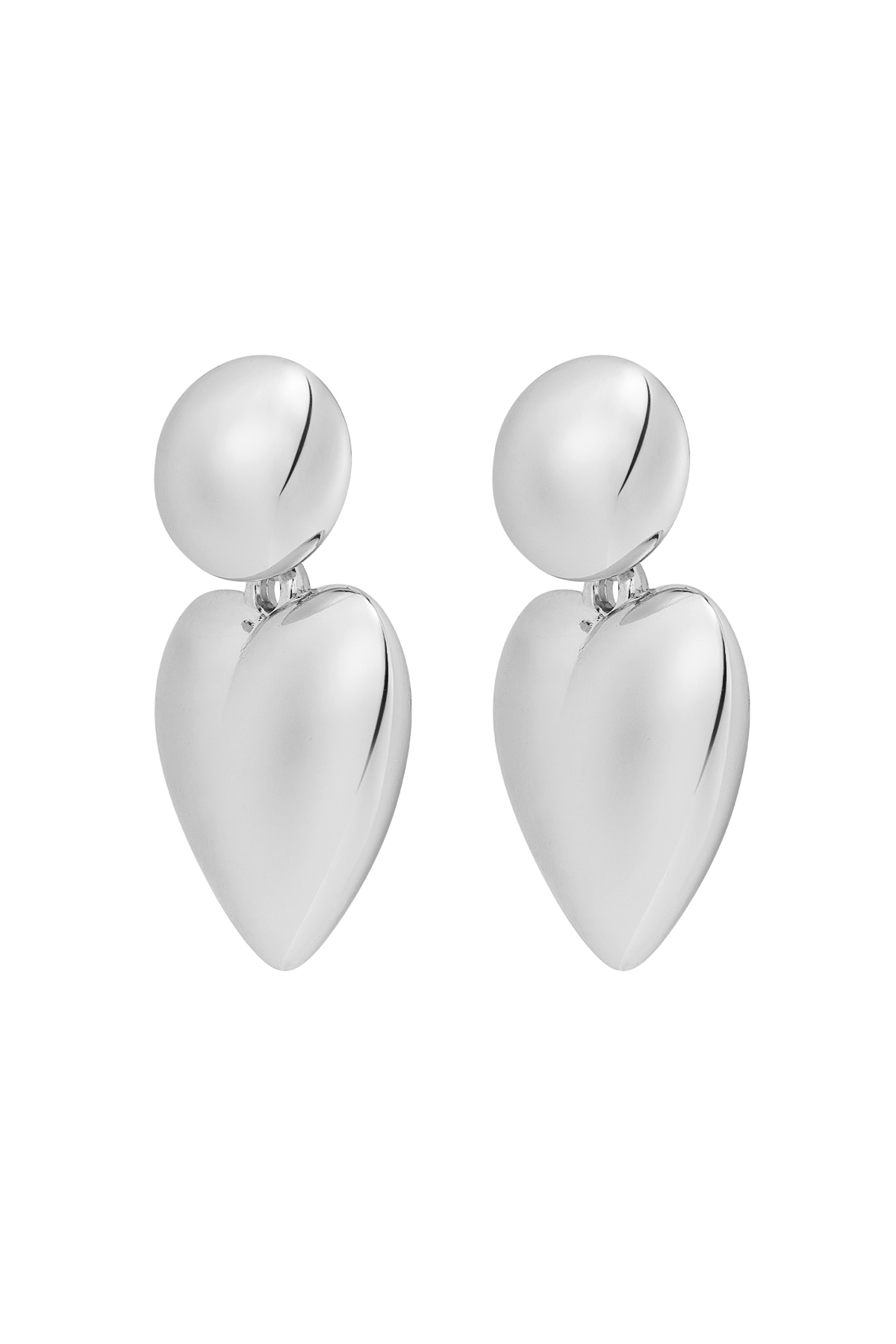 Earrings heart with dot metal - silver