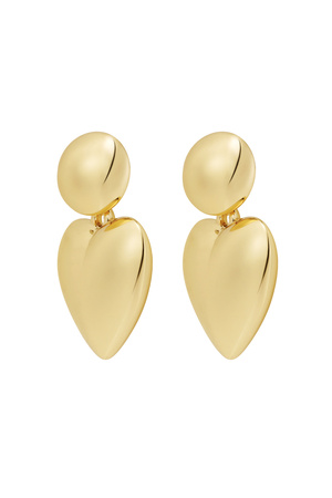 Earrings heart with dot metal - gold h5 