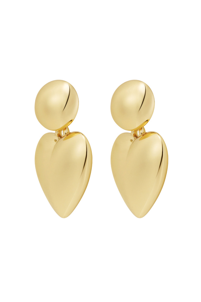 Earrings heart with dot metal - gold 