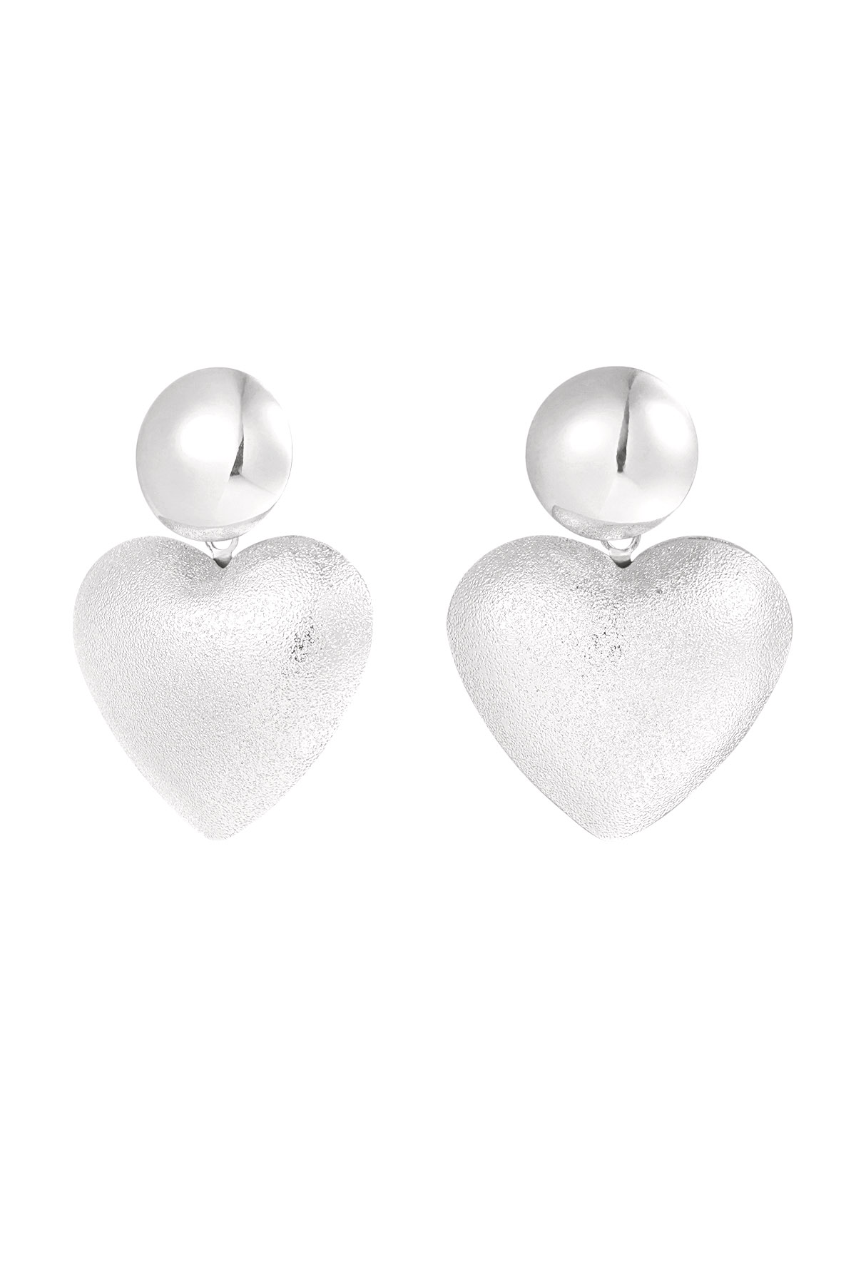 Earrings heart with dot - silver