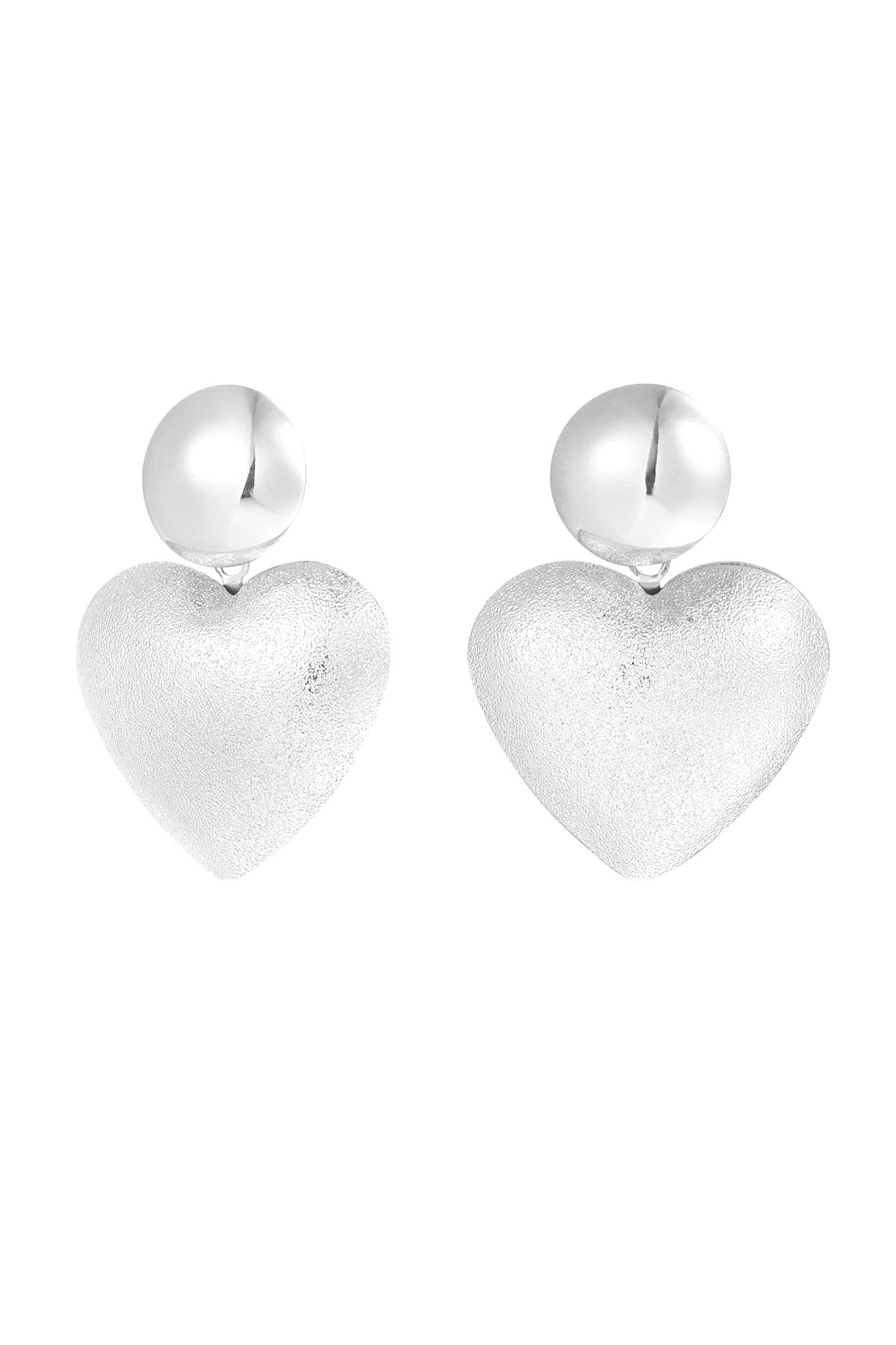 Boucles d'oreilles coeur avec point - argent