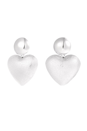 Earrings heart with dot - silver h5 