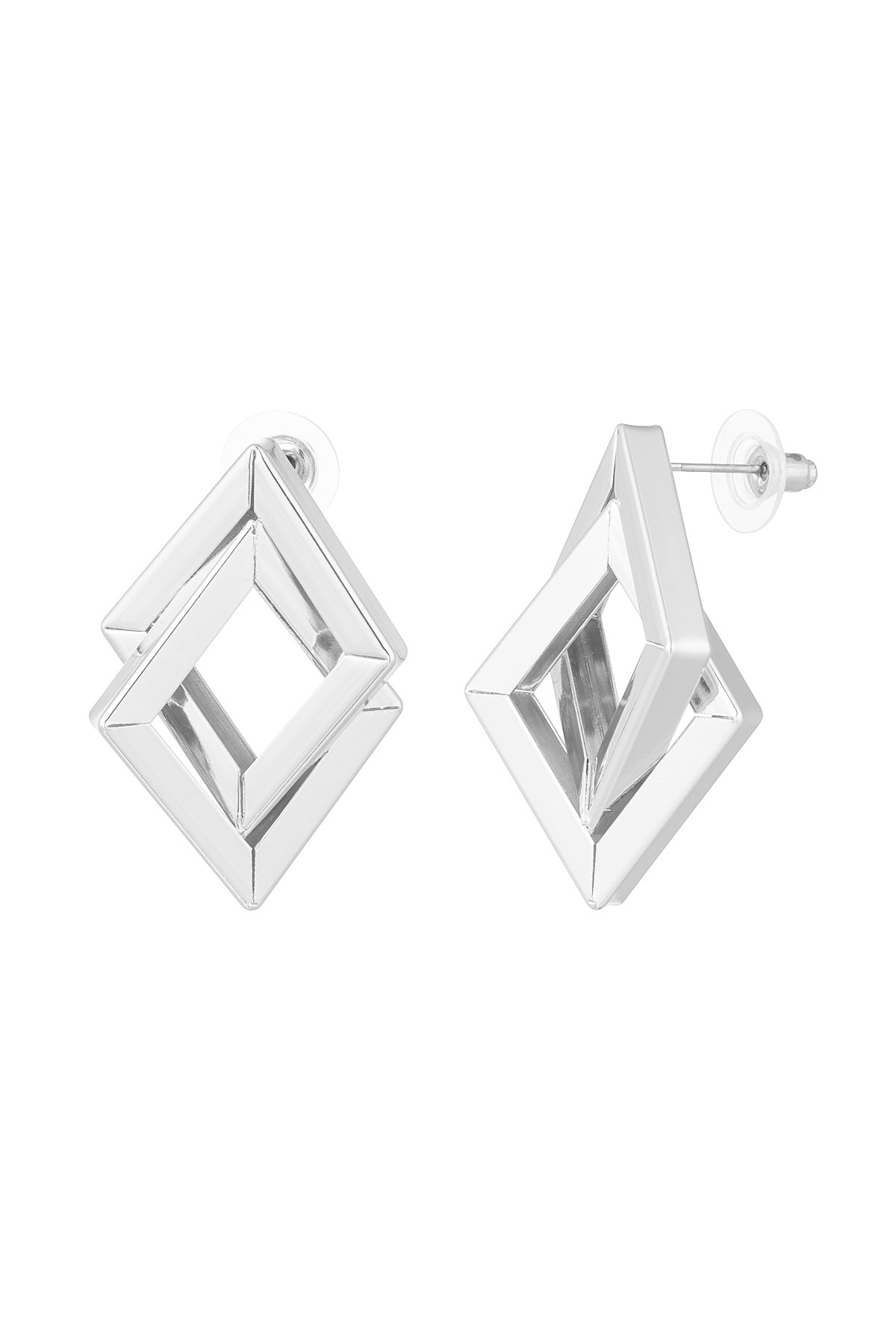 Pendientes dobles de diamantes - plata