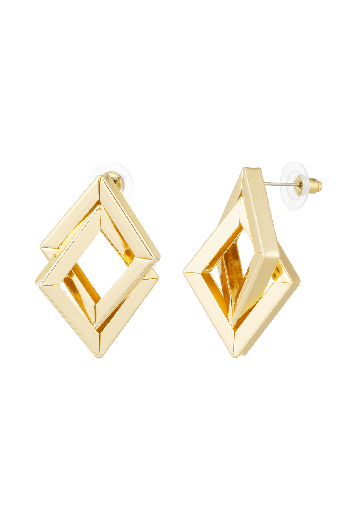 Doppelte Diamantohrringe – Gold