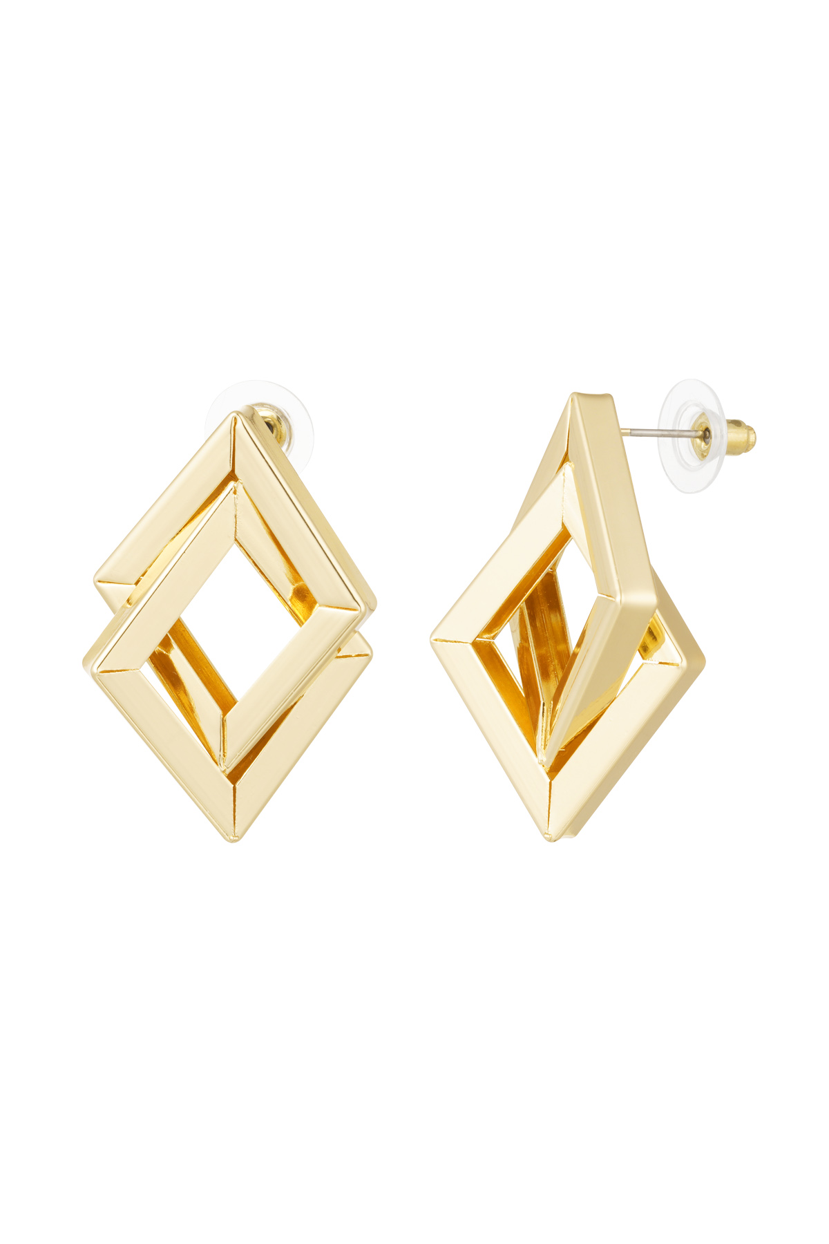 Pendientes dobles de diamantes - oro h5 