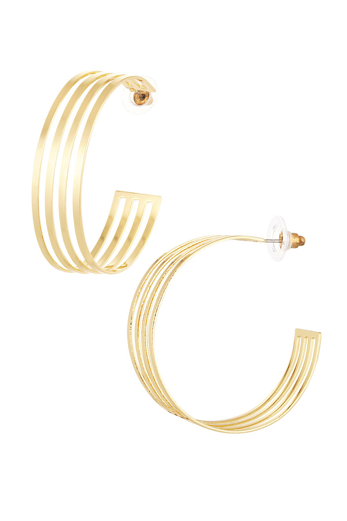 Earrings three rings - gold 