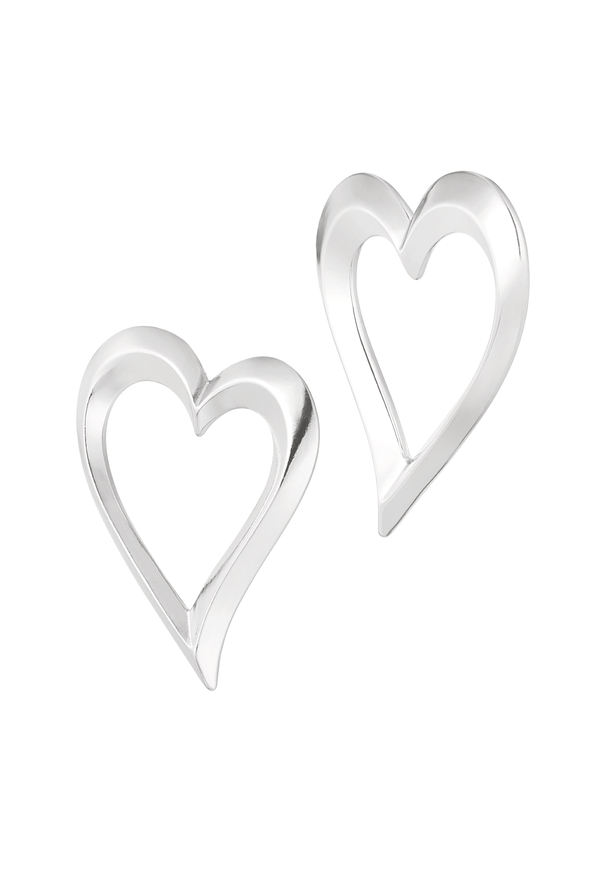 Ear studs graceful heart - silver h5 