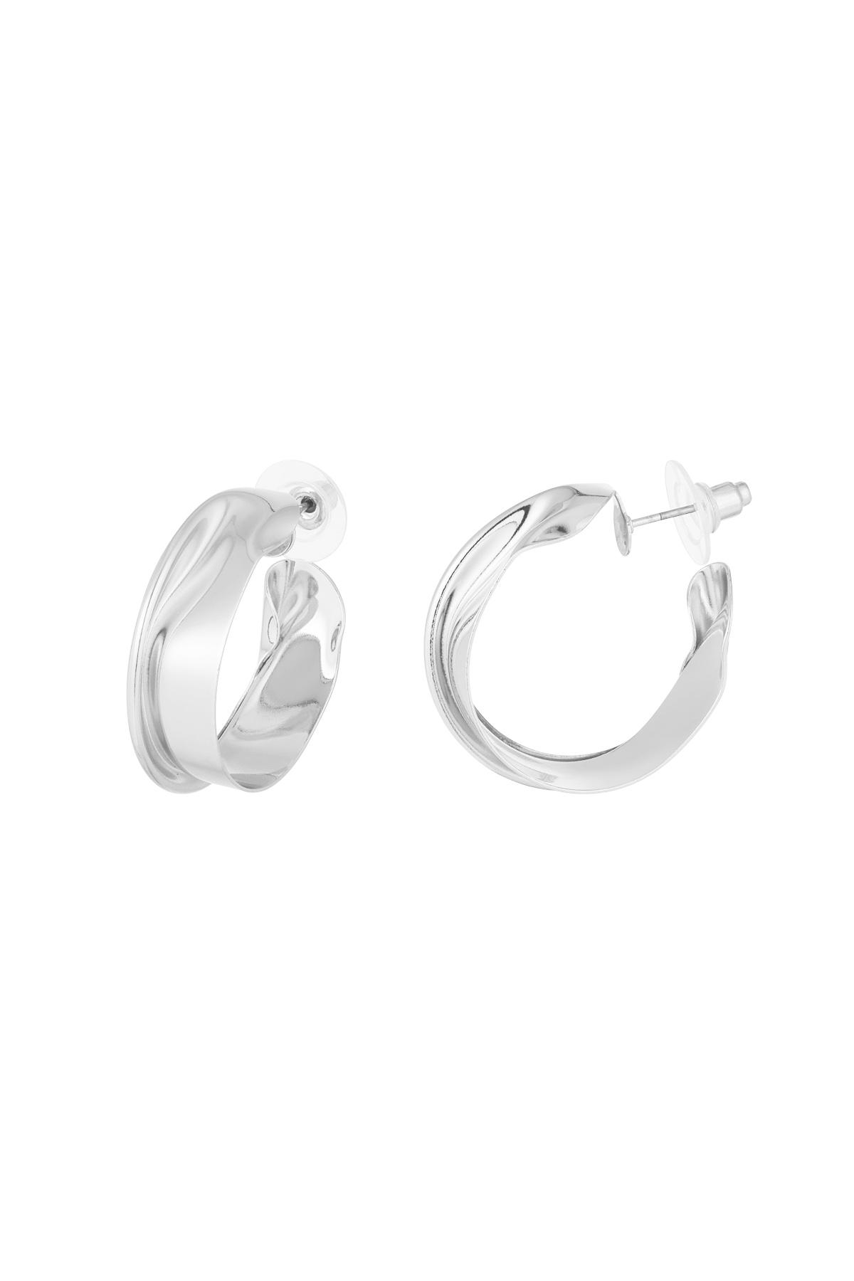 Earrings aesthetic round - silver