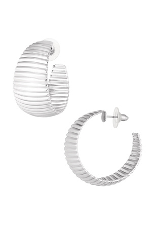 Earrings coarse stripes print - silver h5 