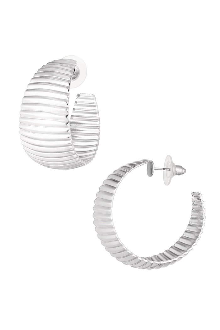 Earrings coarse stripes print - silver 