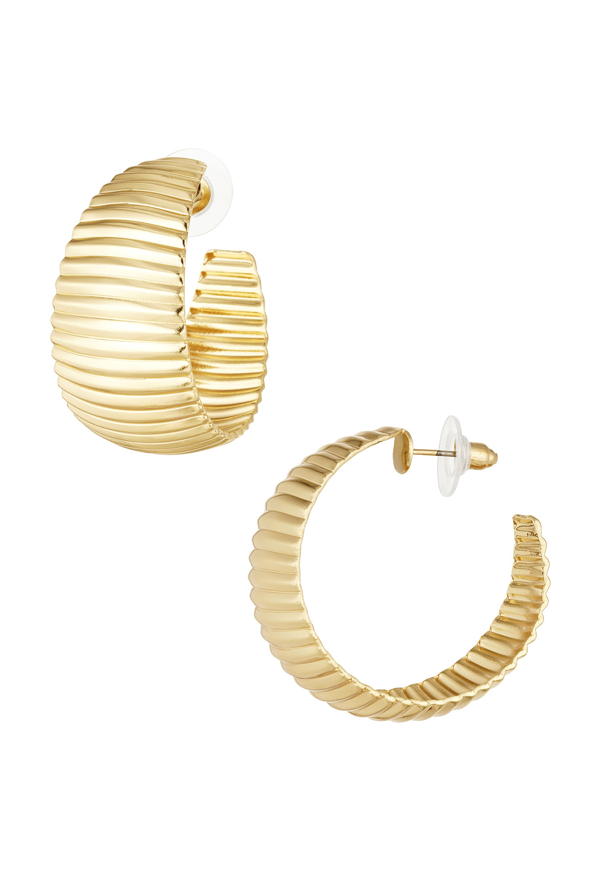 Earrings coarse stripes print - gold h5 