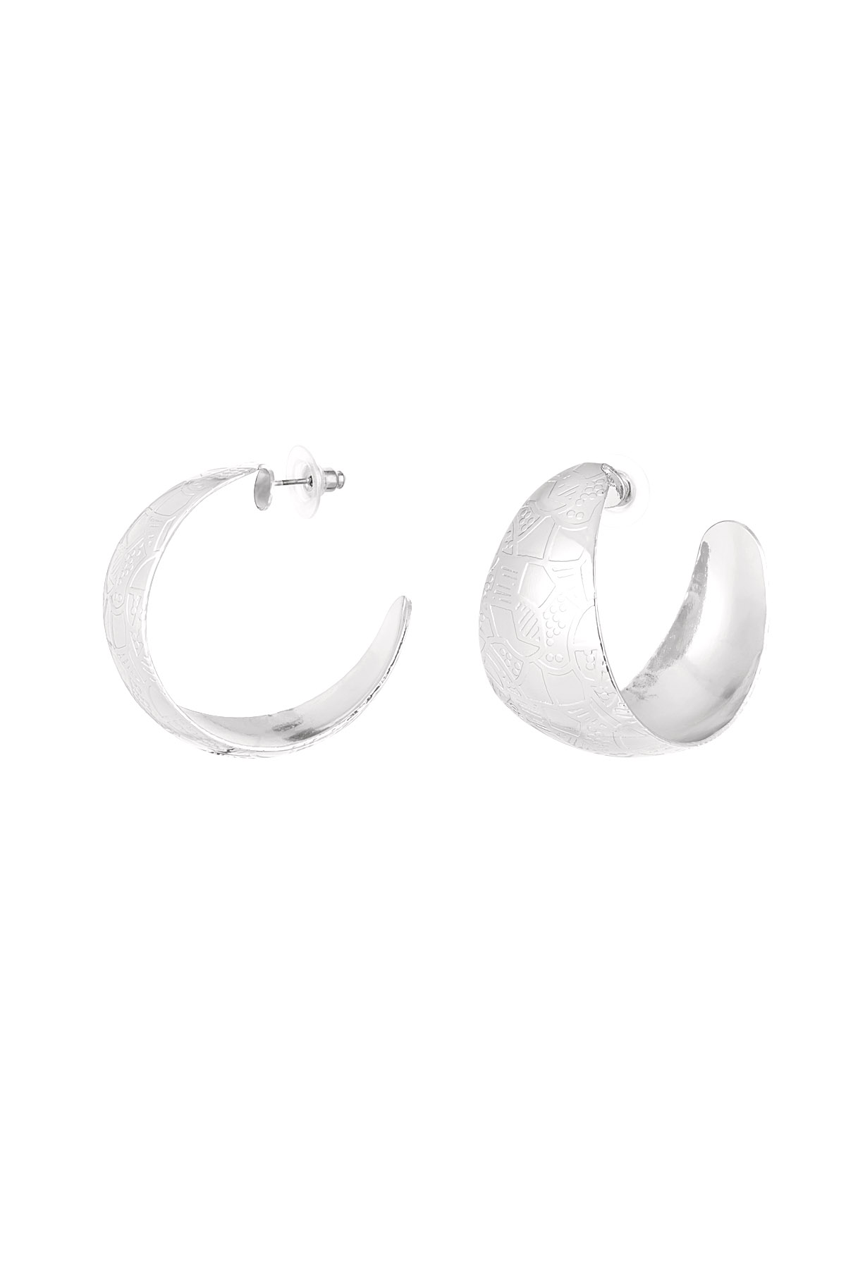 Earring crescent moon with structure - silver 