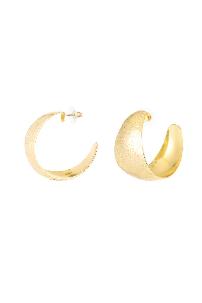 Earrings crescent moon with structure - gold 