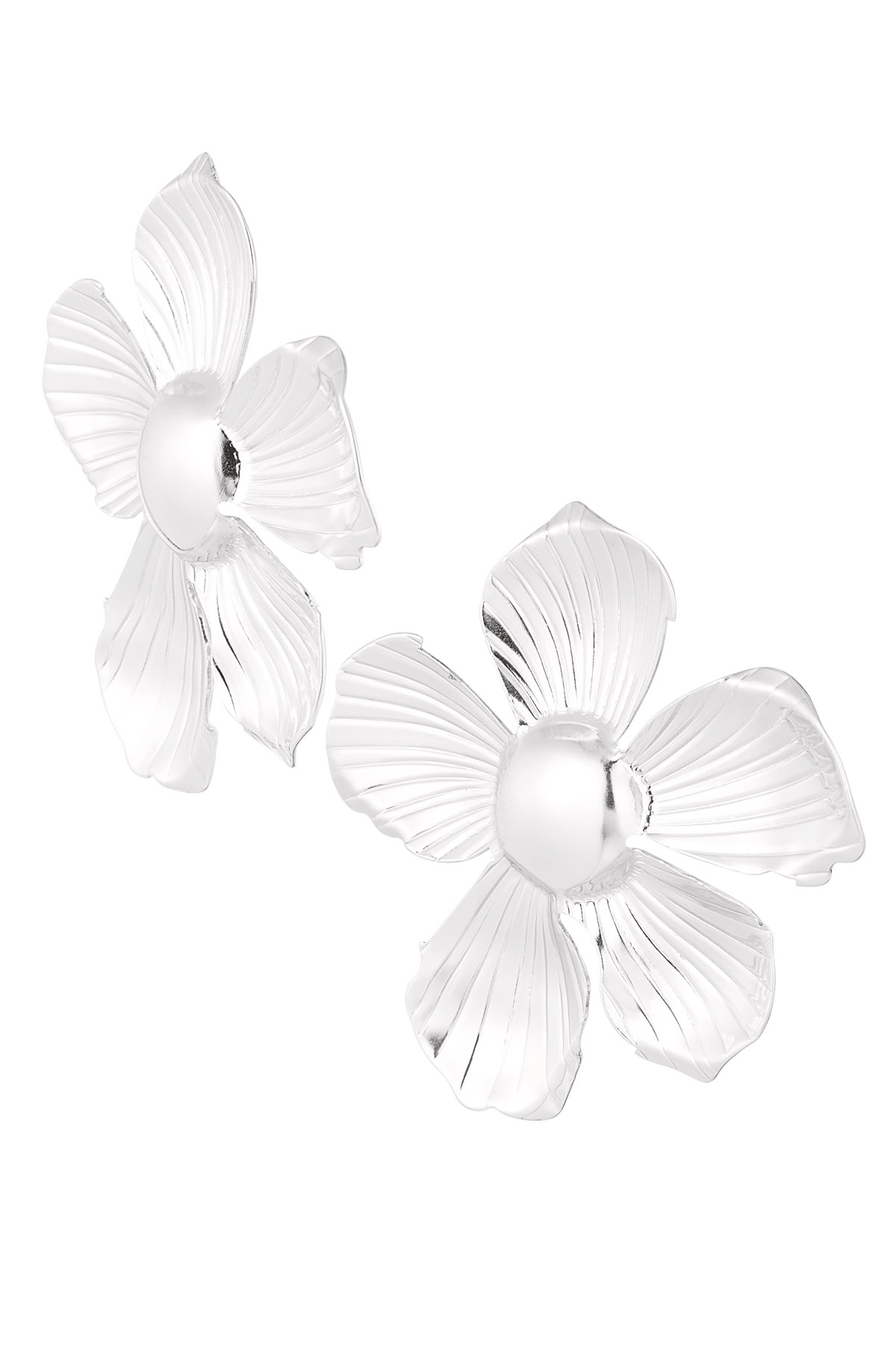 Earrings big flower - silver h5 